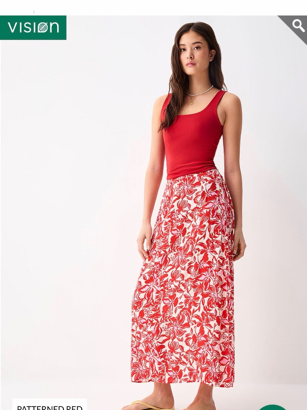 twik Red and White Floral Maxi Skirt